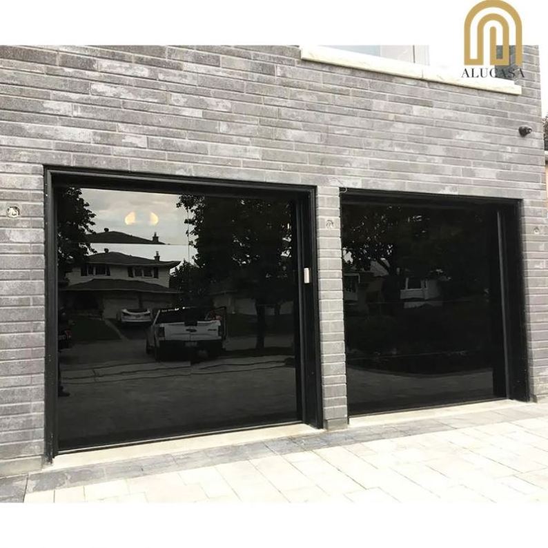 Alucasa Professional Garage Door Manufacture 12x7 8x912x7 High Standard Frameless Aluminum Mirror Reflective Glass Garage Door