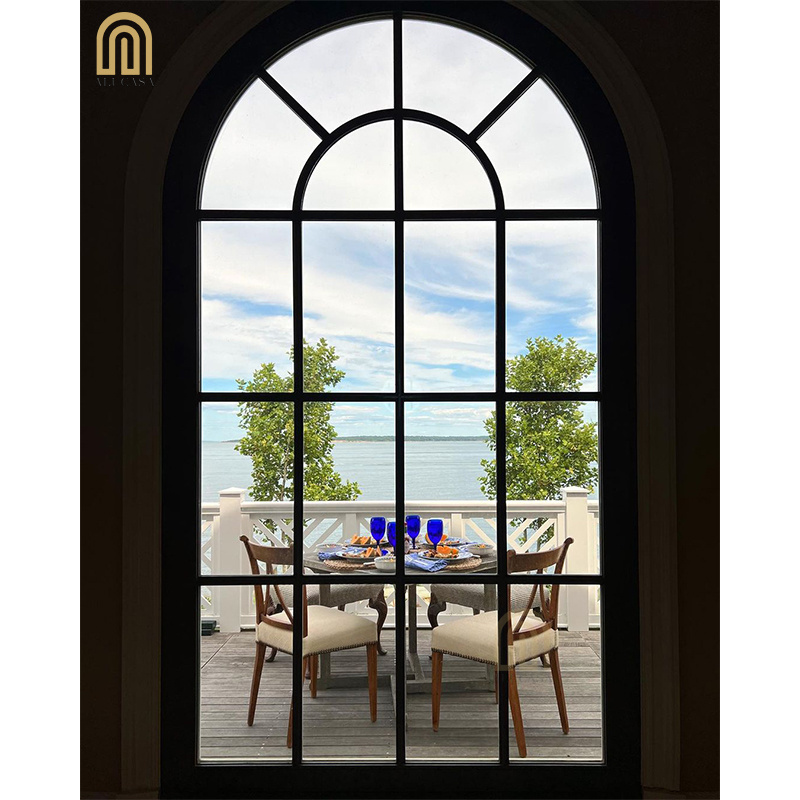 Alucasa 2023 Cheap Aluminum Glass Casement White Arch French Window for Arch Winwows Grill Design