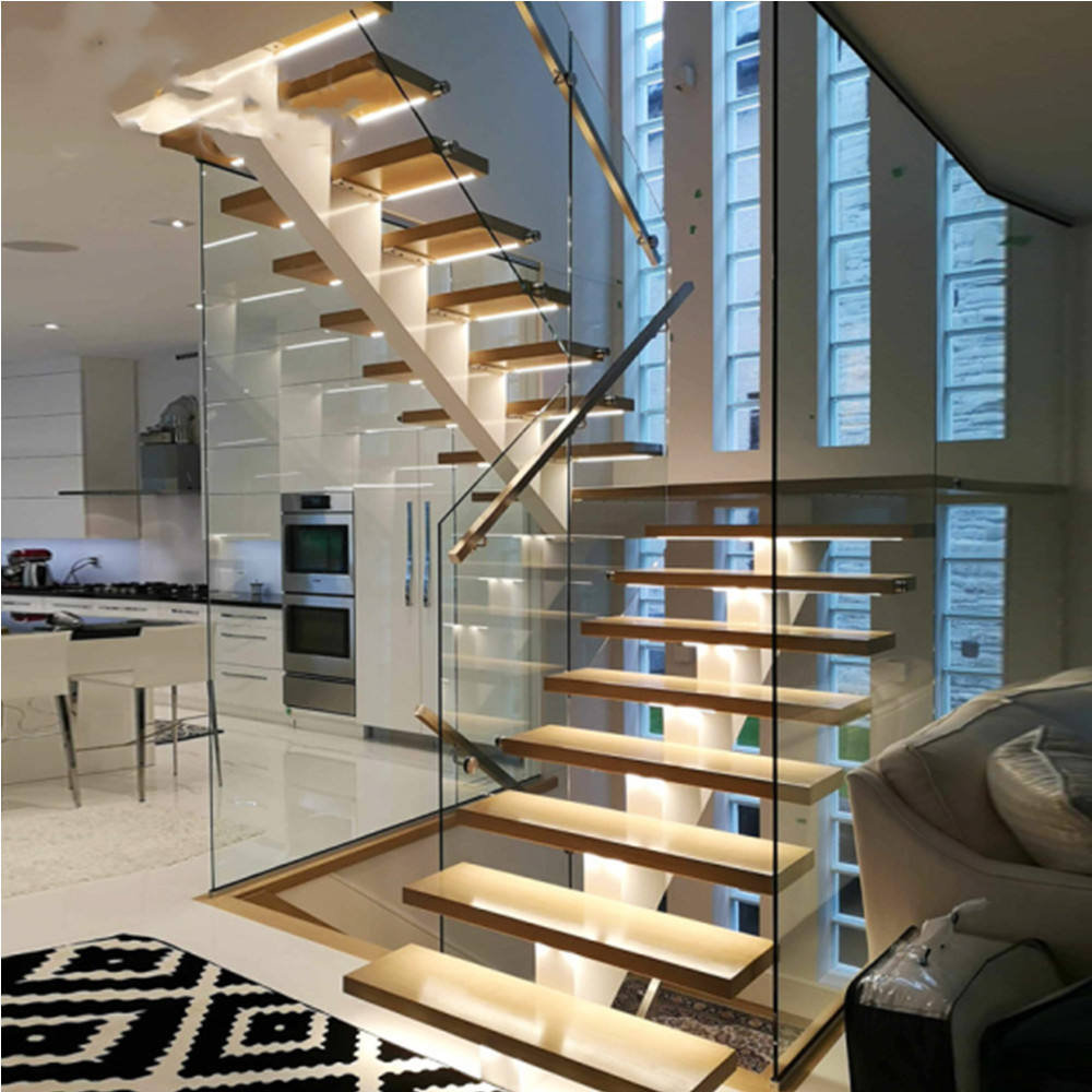 Alucasa Prefabricated Modern Luxury Indoor Metal Stairs Customized Mono Stringer Straight Stairs