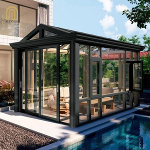 Alucasa Low-E prefabricated glass veranda sunrooms aluminium garden room house four season sun room