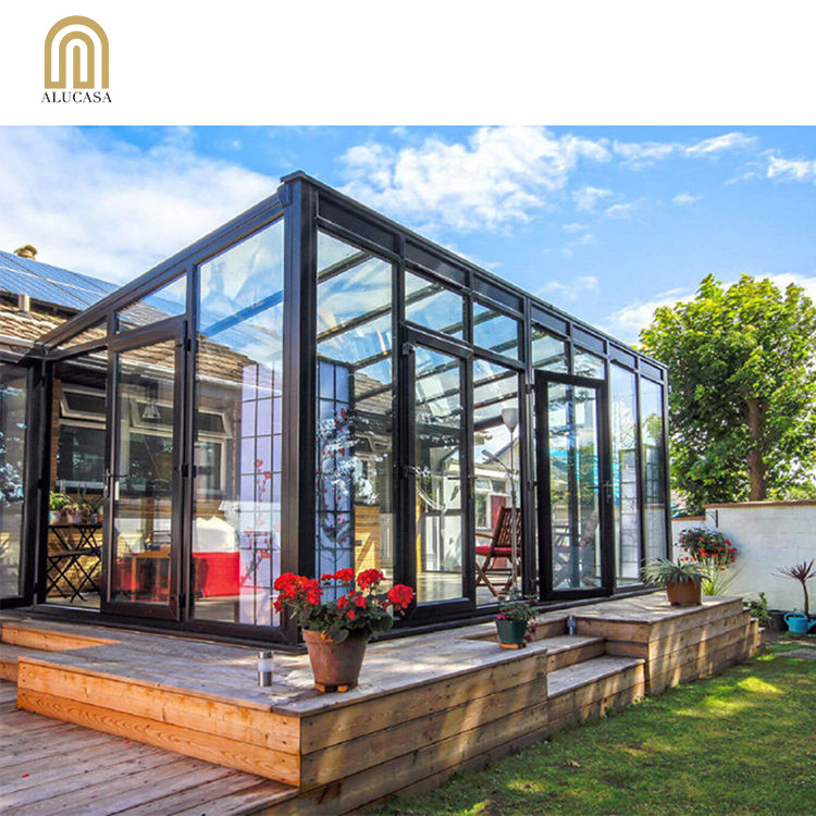 Alucasa Low-E prefabricated glass veranda sunrooms aluminium garden room house four season sun room