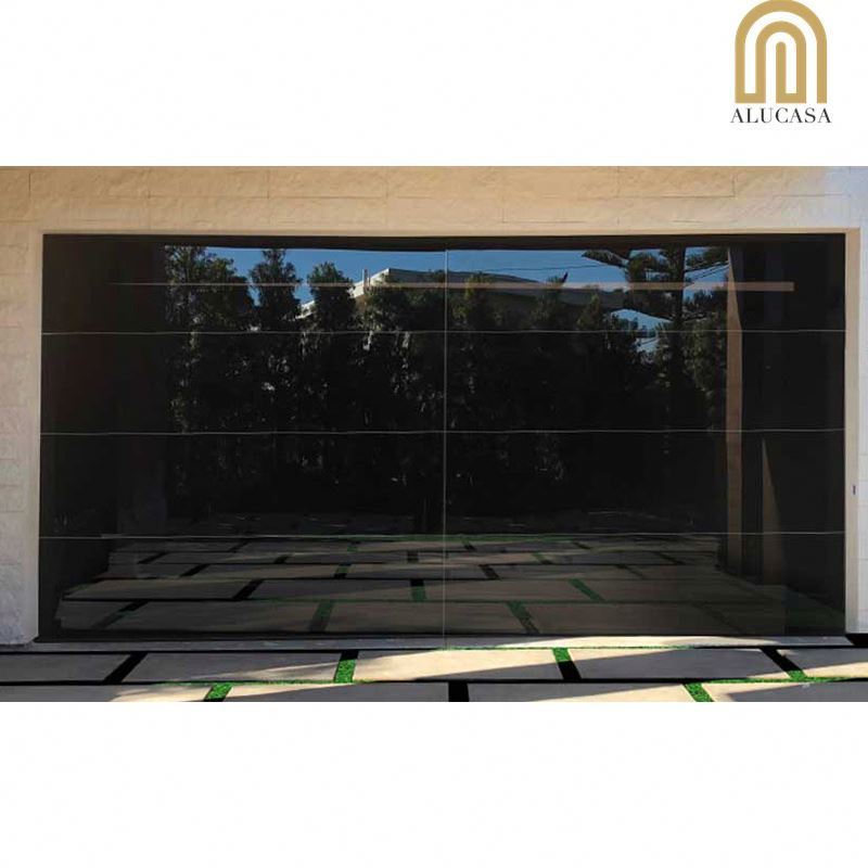 Alucasa Cheap Modern Aluminum Tempered Full View Glass Garage Door Price Mirror Plexiglass Panel Garage Doors