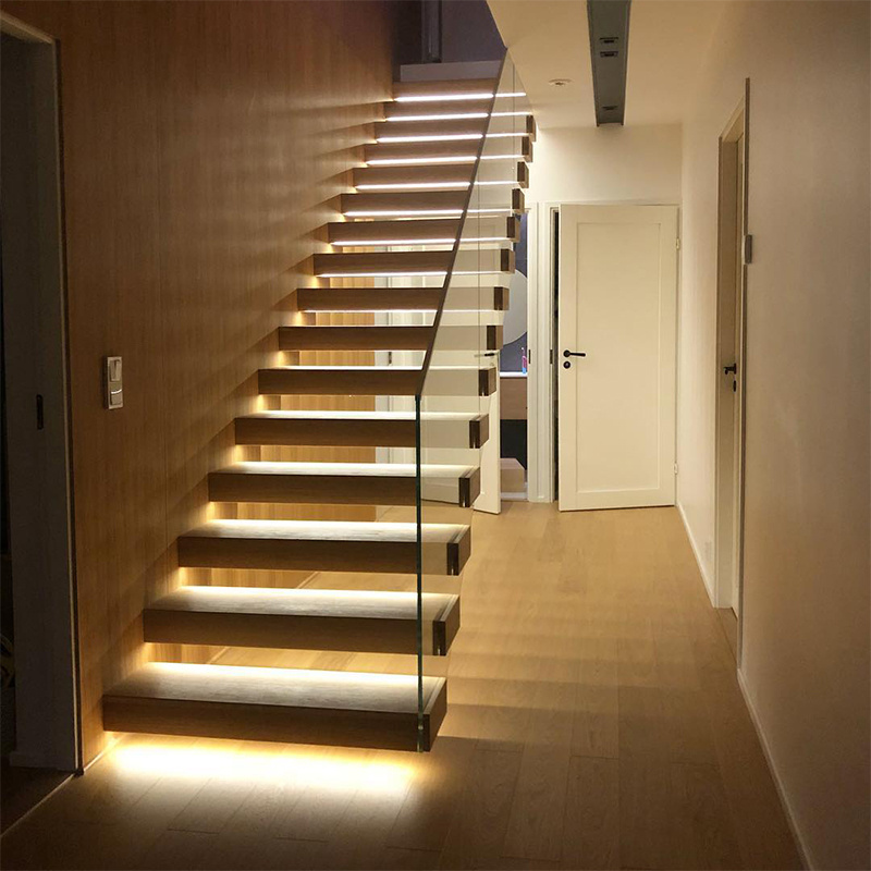 Alucasa Prefabricated Modern Luxury Indoor Metal Stairs Customized Mono Stringer Straight Stairs