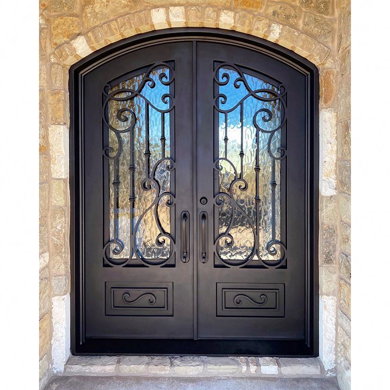 Alucasa Modern Cast Double Iron Door Design Home Main Entrance Security Grilled Wrought Iron Door For New Orleans Clients