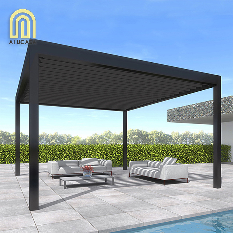 Alucasa Waterproof Gazebos Price Snow-Resistant Outdoor Awning Bioclimatic Aluminum Roof Pergola With Louvered Canopy