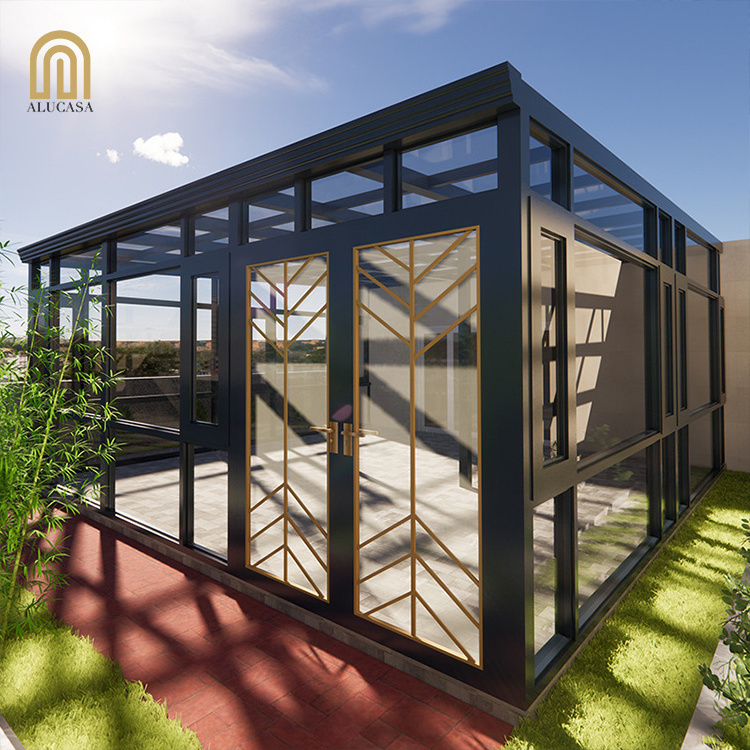 Alucasa Low-E prefabricated glass veranda sunrooms aluminium garden room house four season sun room