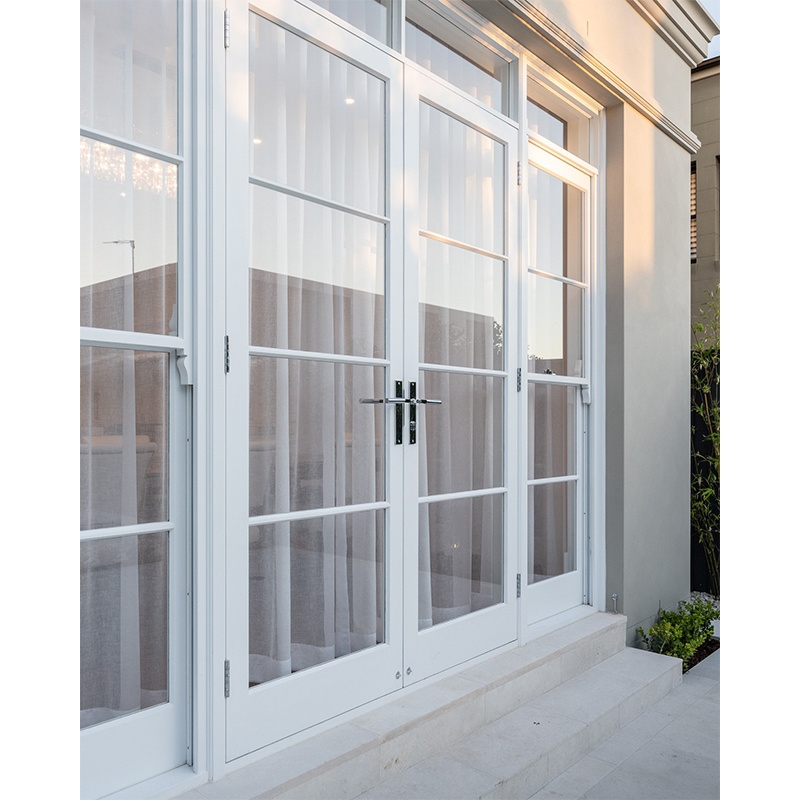 Alucasa New Design Double Glazed Aluminum Windows Balcony Glass Upvc White PVC French Window and Door