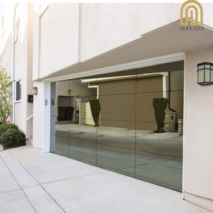 Alucasa Cheap Modern Aluminum Tempered Full View Glass Garage Door Price Mirror Plexiglass Panel Garage Doors