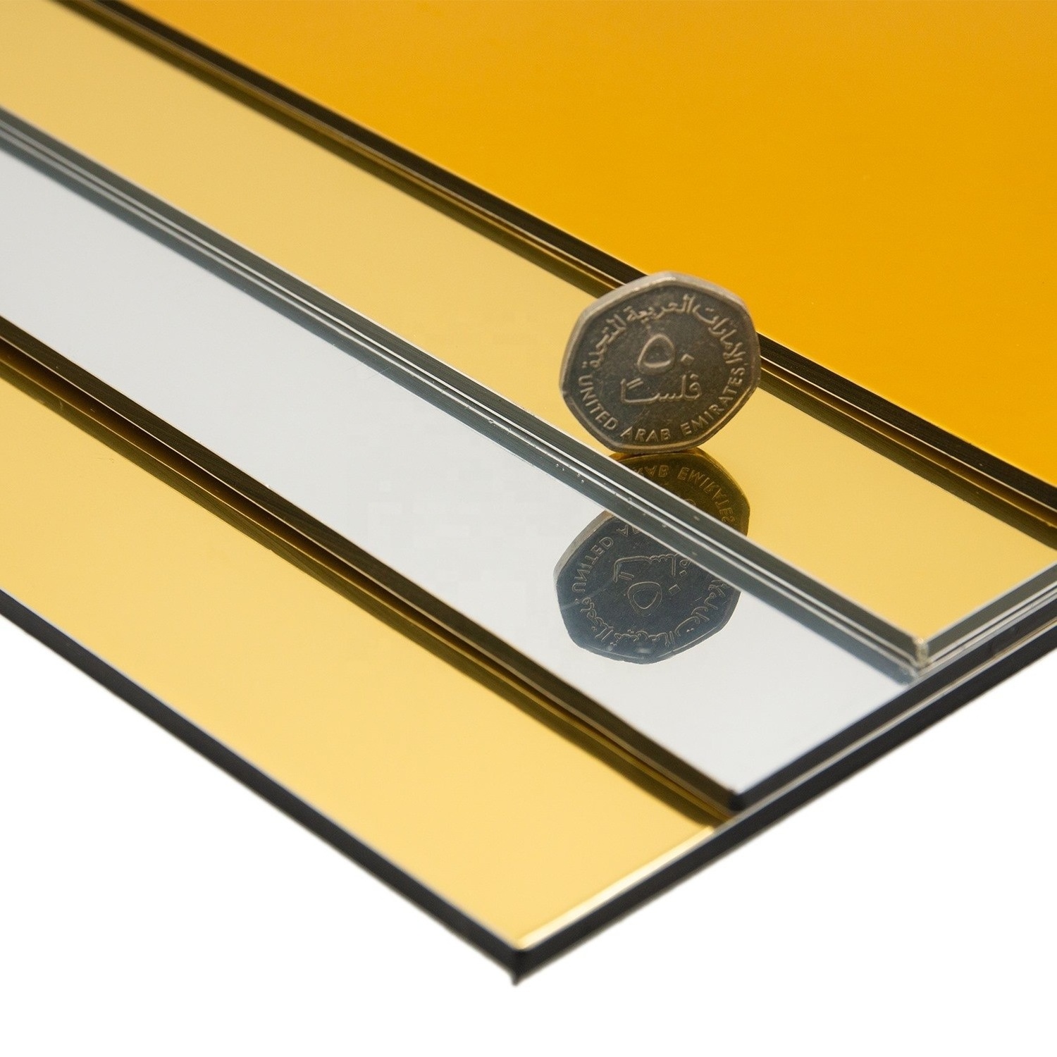 3mm 4mm Alucobond Mirror Gold finished aluminum composite panel acp sheet price for travel trailer