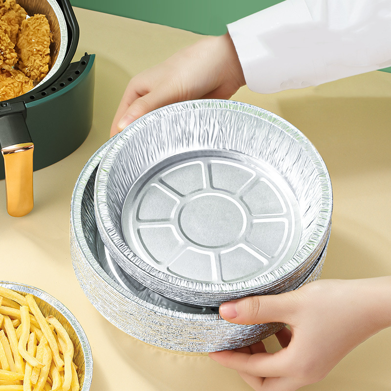 Low price silver disposable aluminum foil tray pie pans takeaway foil box recyclable household aluminum foil container