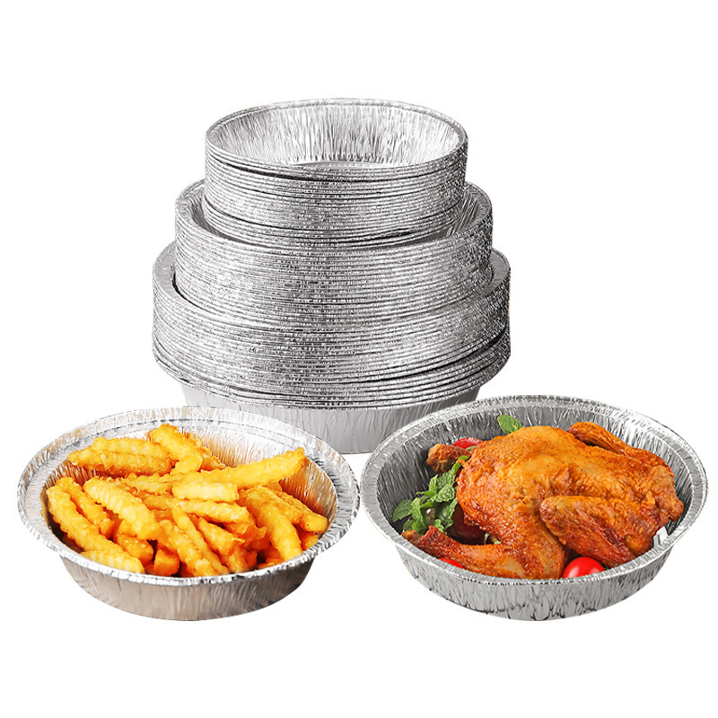 Low price silver disposable aluminum foil tray pie pans takeaway foil box recyclable household aluminum foil container