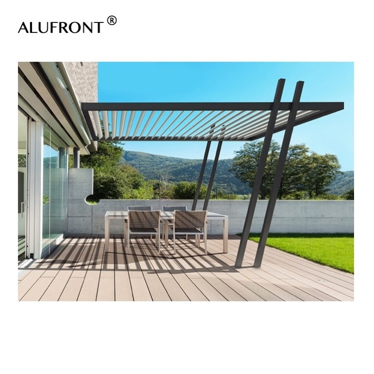 Gazebo with Blinds Glass Door Outdoor Waterproof Motorized Louvered Aluminum Pergola	with high quality china hardware