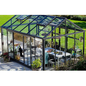 Customized Veranda Price Aluminium Winter Garden Sun Room Green Glass House Free Standing Sunrooms