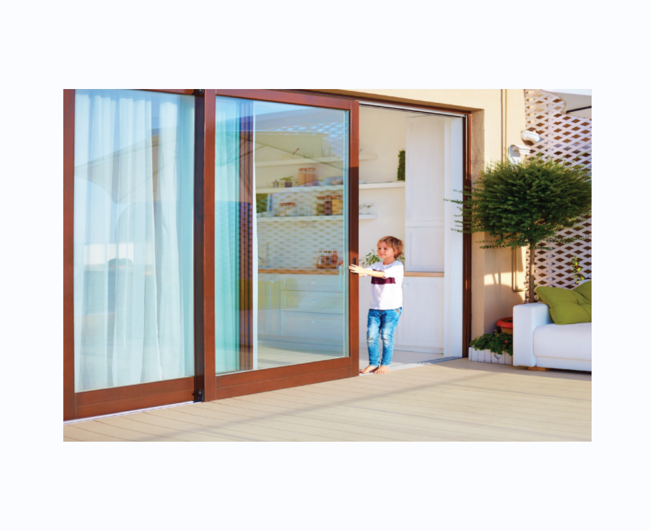 ALUFRONT tempered glazed aluminum double glass sliding stacking doors safety