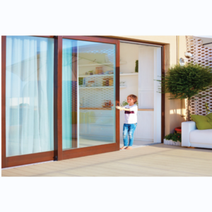 ALUFRONT tempered glazed aluminum double glass sliding stacking doors safety