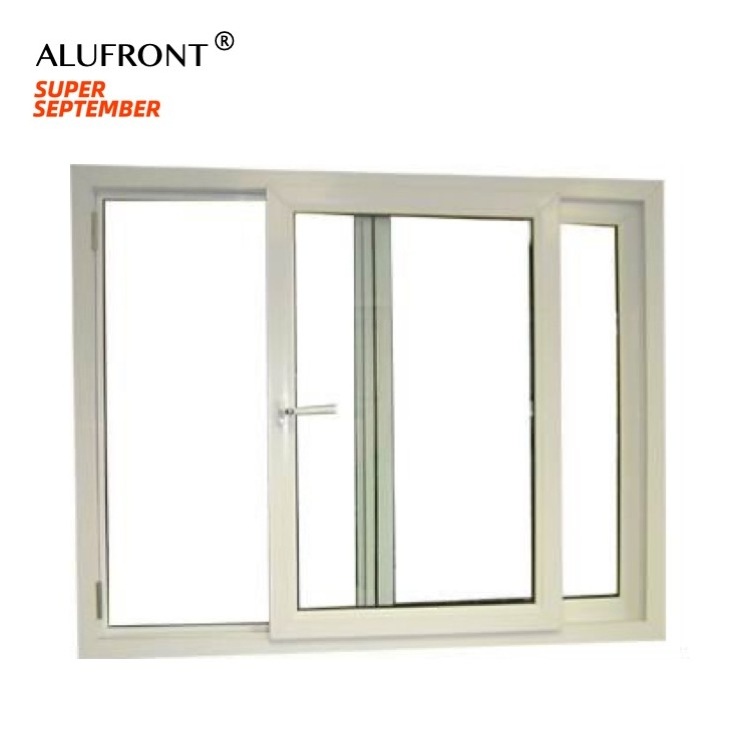 Aluminum Double Glass Horizontal Soundproof Aluminum Sliding Window With Screen