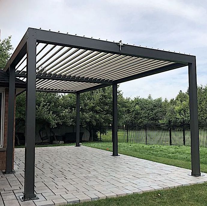 Waterproof Metal ALUFRONT Outdoor Louver  Patio Roof Garden Carport Awning Motorized Aluminum Pergola Gazebo with Zip Screen