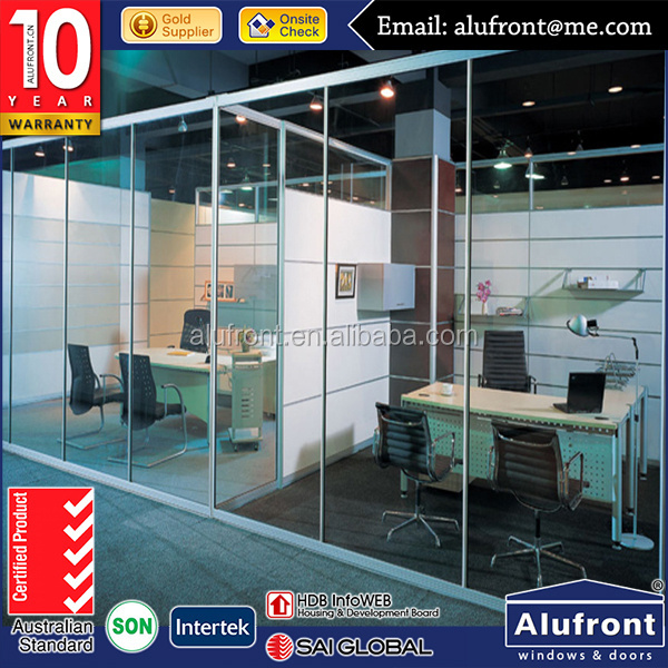 NFRC   high sound insulation  installation guidance Concealed  office full height glass wall partition security window