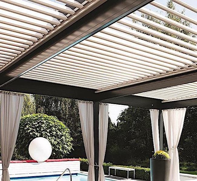 Waterproof Metal ALUFRONT Outdoor Louver  Patio Roof Garden Carport Awning Motorized Aluminum Pergola Gazebo with Zip Screen