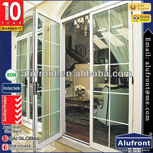 Interior glass door with wire mesh