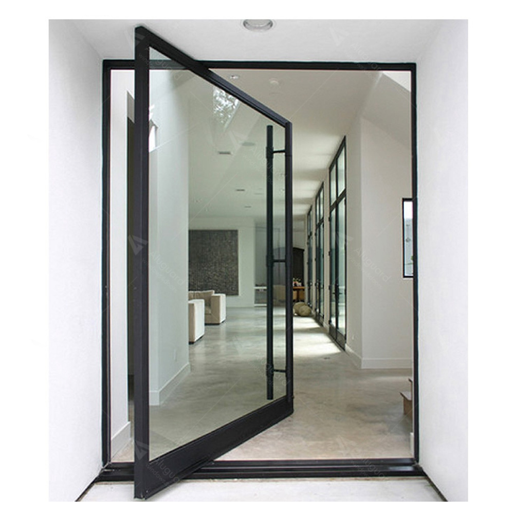 Exterior insulated aluminum double glass pivot Revolving entry  door villa house large size front patio entance door