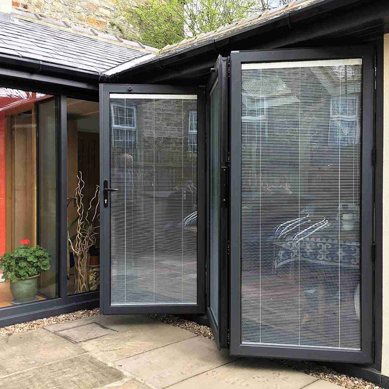 modern design soundproof mosquito screen folding interior accordion door aluminum iron glass bifold door