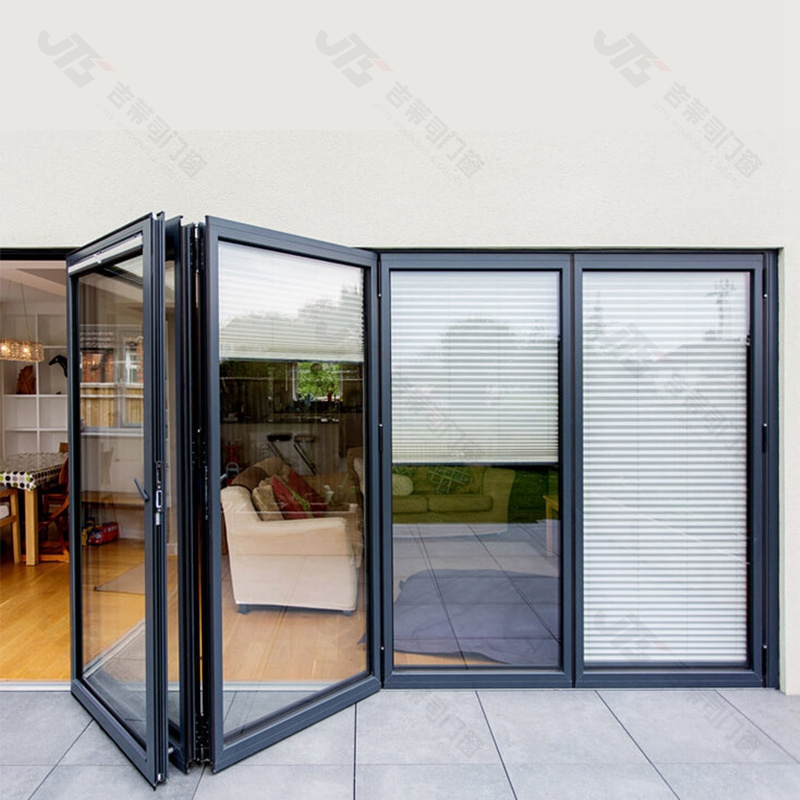 modern design soundproof mosquito screen folding interior accordion door aluminum iron glass bifold door