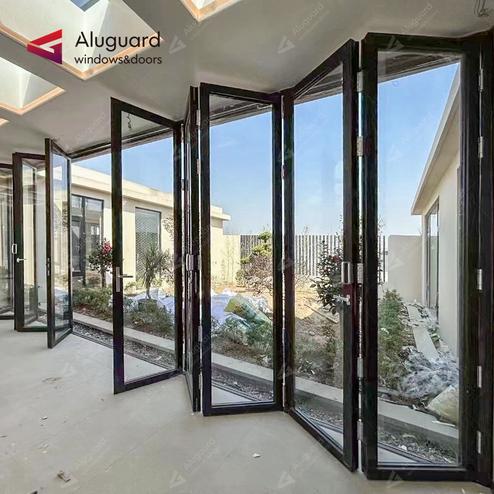 Aluguard Hurricane proof Exterior Bi folding Door Aluminum Patio Bifold Doors Puertas Plegables Accordion Folding Glass Door