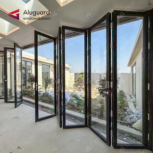 Aluguard Hurricane proof Exterior Bi folding Door Aluminum Patio Bifold Doors Puertas Plegables Accordion Folding Glass Door