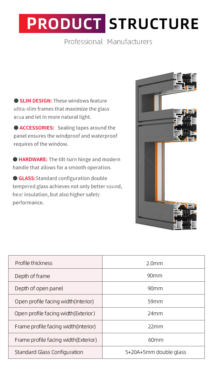 NFRC AAMA AS2047 hurricane impact aluminium doors and windows with screen villa house aluminum glass swing casement window