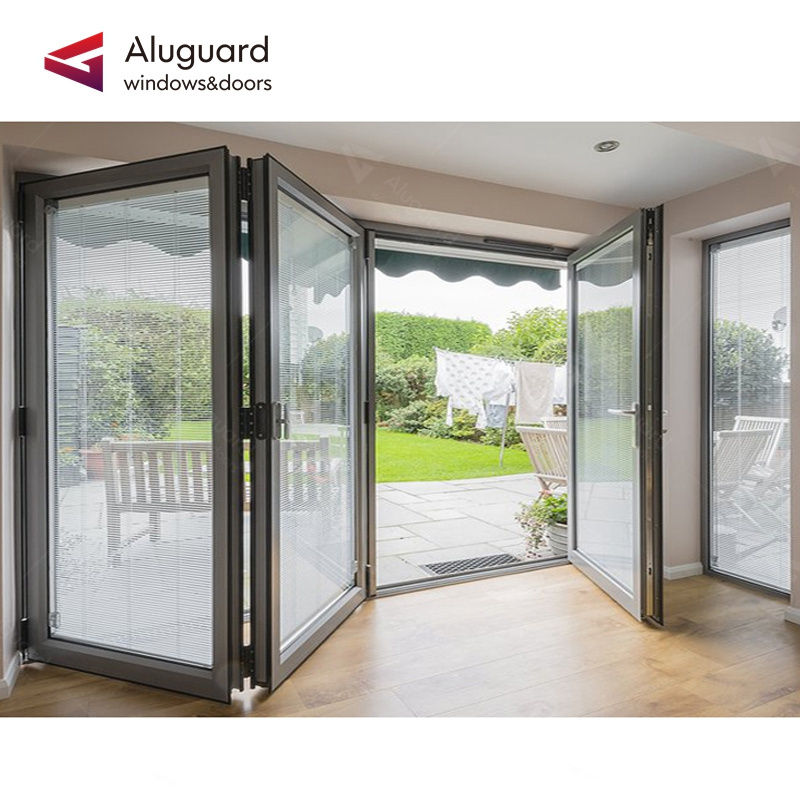 Modern design accordion glass door residential storefront aluminium folding sliding door system