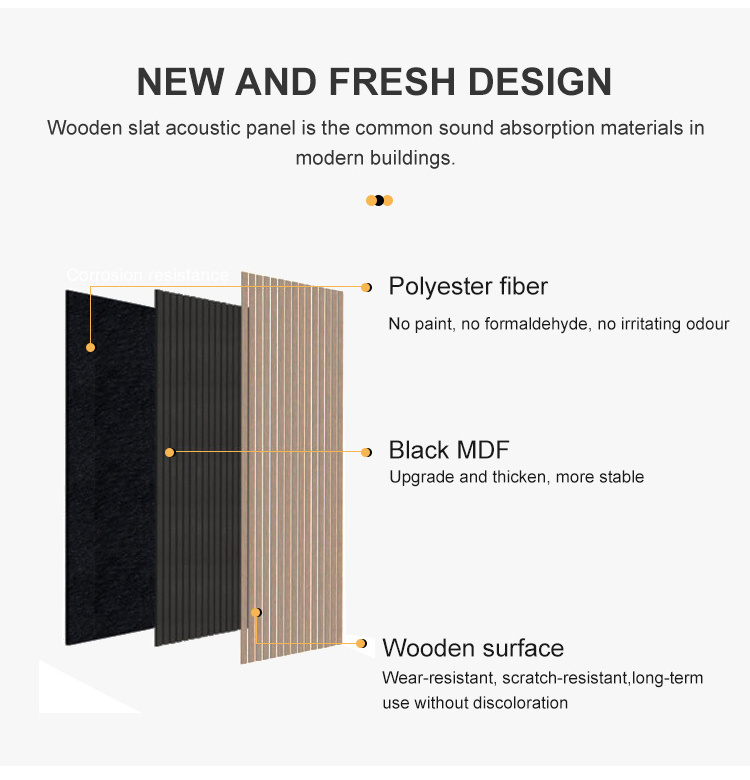 Decorative acoustic panels acoustic wood wall panel Sound Absorption Proofing acoustic slat panels