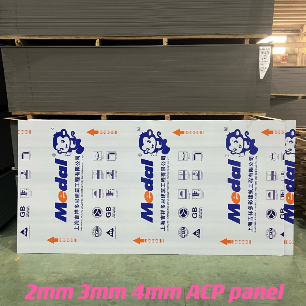 4mm PVDF PE Coating Alucobond silver wall panel 1220*2440mm for building material Aluminum Composite Panels