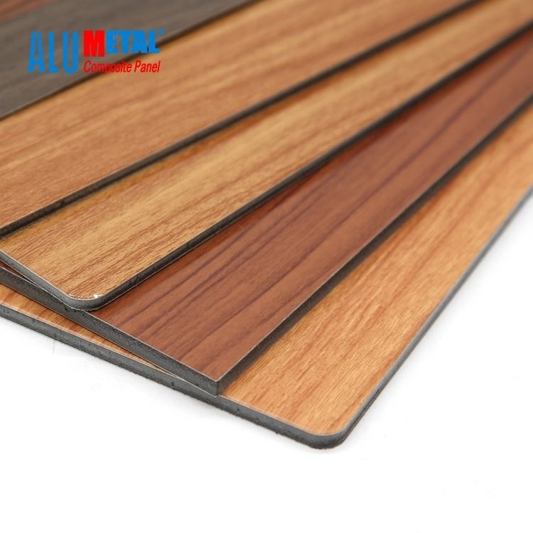 acp sheet design wallpaper wood texture PE coating aluminium composite panel