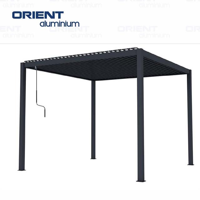 Nice Quality Popular Pavilion With Led Modern Folding Outdoor Patio Louvered Aluminum Manual Control Gazebo