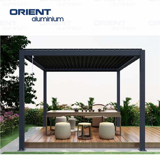 Electric Patio Roof Modern Luxury Backyard Waterproof Opening Roof Louver Aluminium Outdoor Gazebos