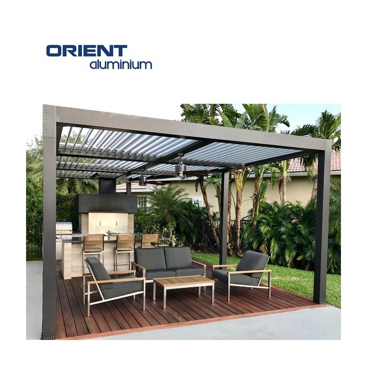 Popular Gazebo Arches Motorized Louvered Roof Pavilion Outdoor Aluminium  Pergola Kits