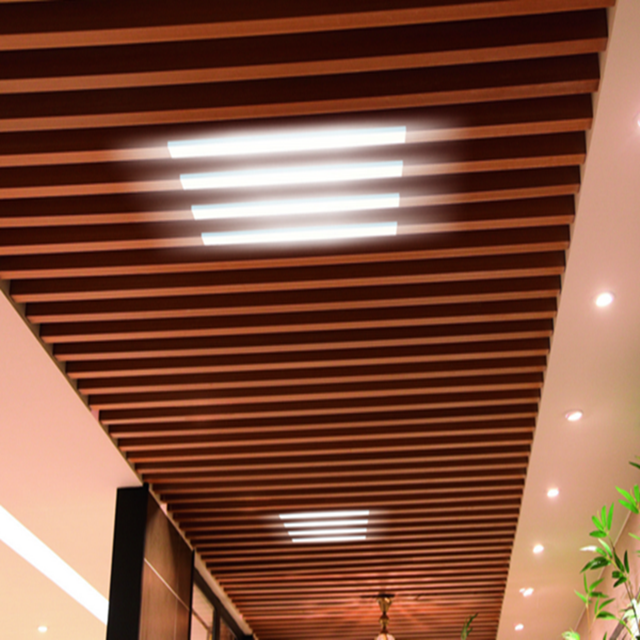 Decorative Modern Design Strip Wood Grain Baffle Suspended Aluminum Ceiling