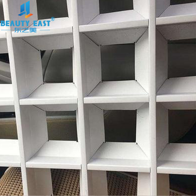 Egg Crate Look Metal Mesh Ceiling Aluminum Grille Ceiling Open Cell Strip Ceiling