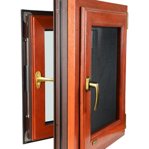 American style arched design wood clad aluminium composite casement window with double tempered glasses