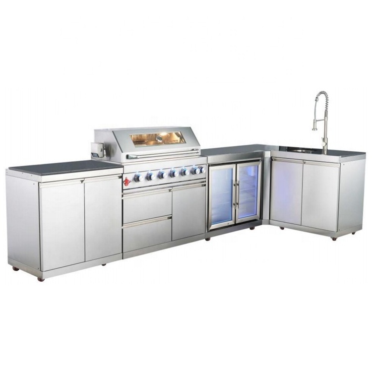 New Trend Full Set Modern Design Modular Bbq Island Cabinet 304 Stainless Steel Outdoor Kitchen