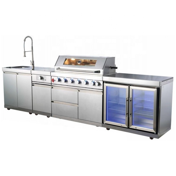 New Trend Full Set Modern Design Modular Bbq Island Cabinet 304 Stainless Steel Outdoor Kitchen