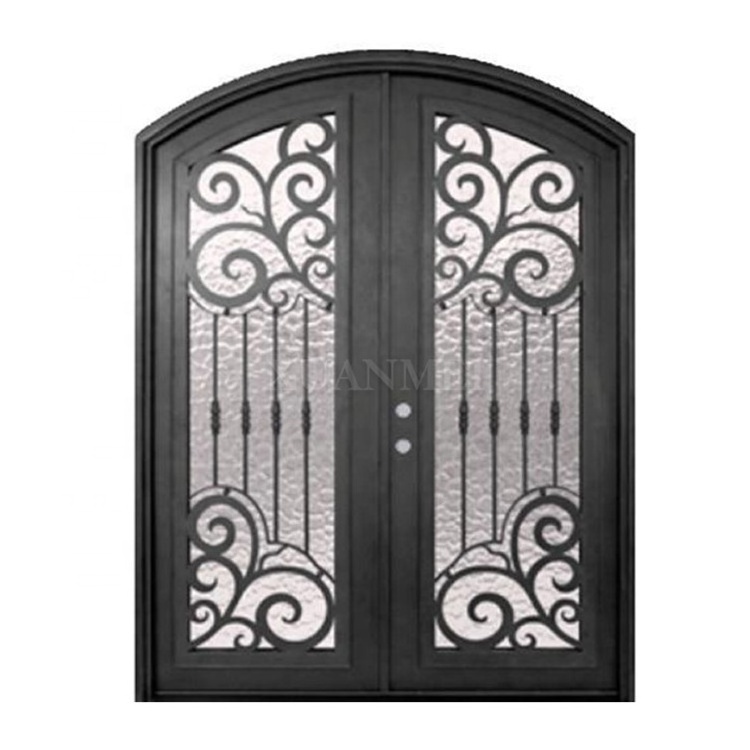 Guangzhou Design Security Exterior Iron Door Factory High Quality Simple Double Front Main Door Design Wrought Iron Entry Doors