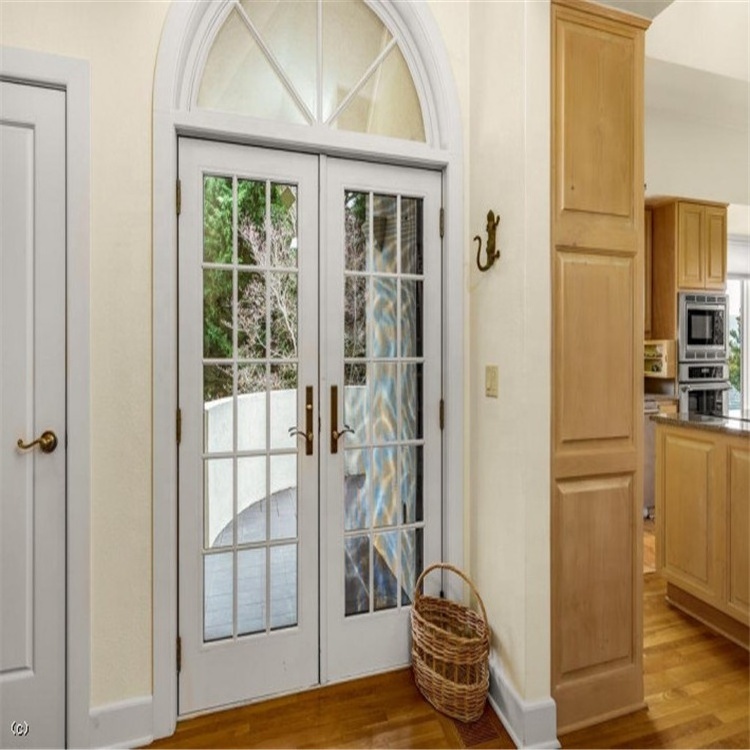 Custom Made Main Entry Door White Single Double Exterior Solid Wood Arched French Doors Interior