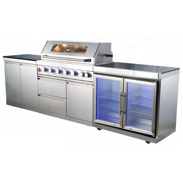 New Trend Full Set Modern Design Modular Bbq Island Cabinet 304 Stainless Steel Outdoor Kitchen