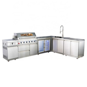 New Trend Full Set Modern Design Modular Bbq Island Cabinet 304 Stainless Steel Outdoor Kitchen