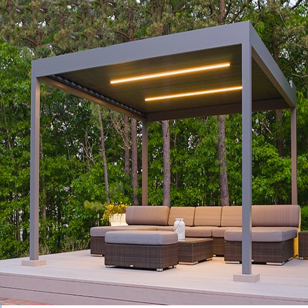 Waterproof Feature Garden Aluminium Gazebo Pergola System Waterproof Louvre Roof