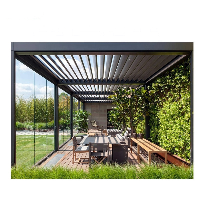 Waterproof Feature Garden Aluminium Gazebo Pergola System Waterproof Louvre Roof