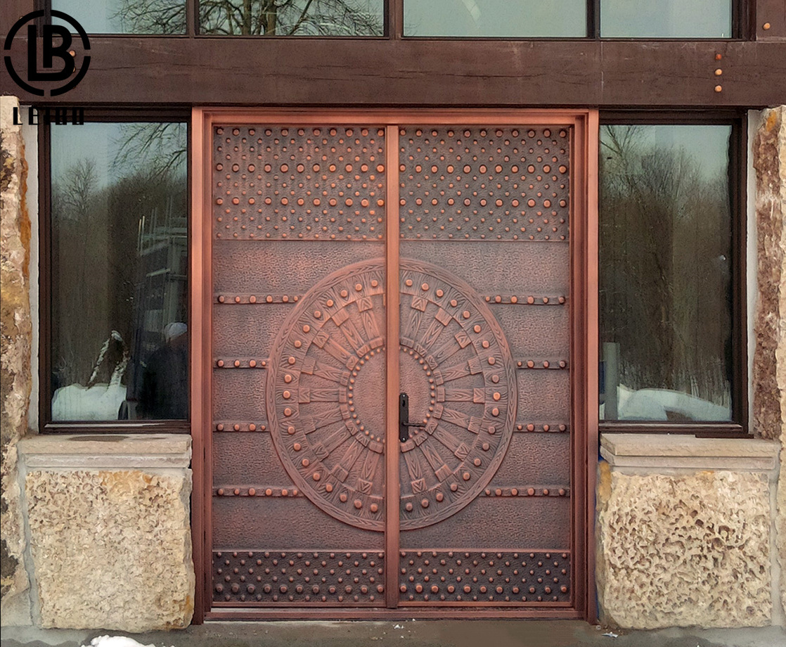 Hot Sale Customized Steel Copper Coated Church Main Gate Door