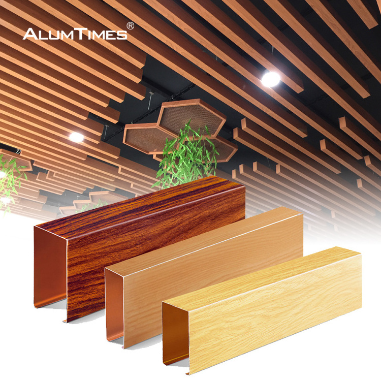 Custom Aluminum TU-shape Strip Ceiling Fireproof Stretch Wave Baffle Aluminum Ceiling Tile For Interior Wall and Roof Decoration